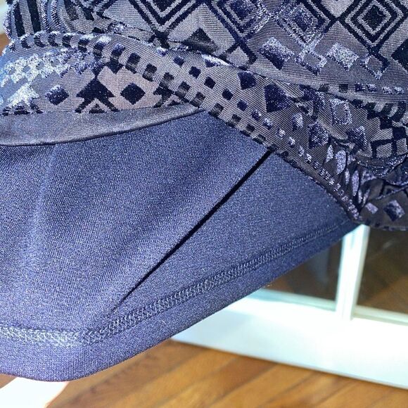 Anthropologie Meadow rue navy blue diamond abstract velvet cocktail party dress - Picture 12 of 17